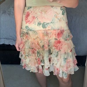 Ralph Lauren Blue Label Tiered Ruffle Floral Skirt